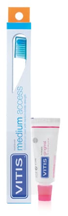 Vitis Medium Access Spazzolino con Testina Piccola e Setole Medie + Dentifricio Gingival 15 ml