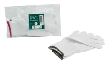 Guanto di filo cotone 100% bianco per allergie dermatologiche 8 1 paio