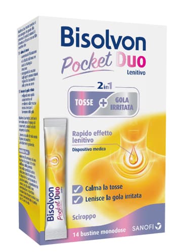 Bisolvon Duo Pocket Lenitivo Contro Tosse e Gola Irritata 14 Bustine