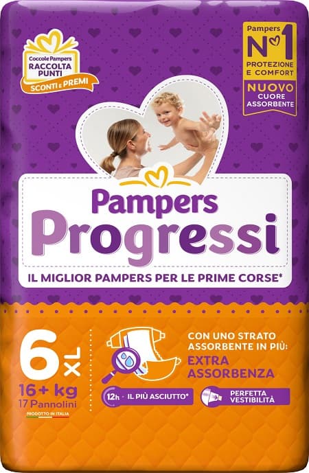 Pampers Progressi Extralarge Pannolino 6+ 16+Kg 17 Pezzi
