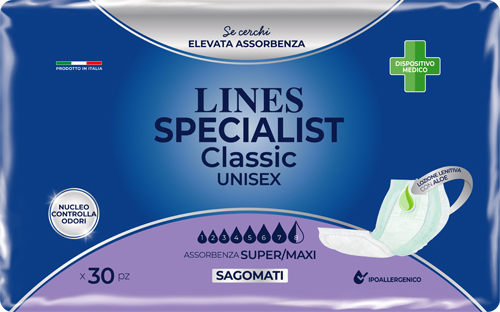 Pannolone Sagomato Lines Specialist Classic Maxi 30 Pezzi