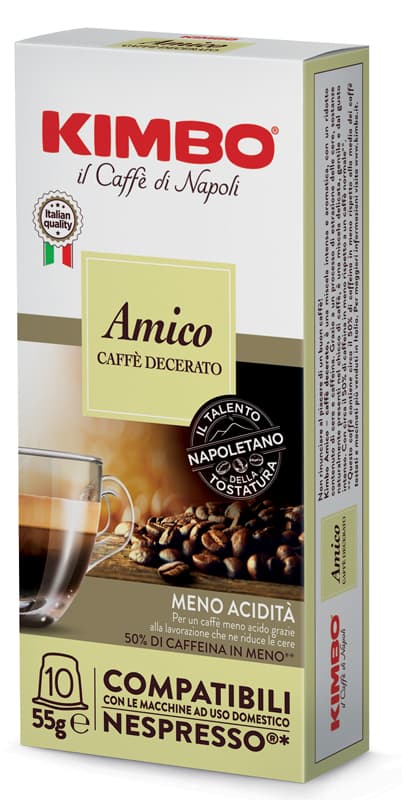 Kimbo Amico Caffè Decerato 10 Capsule Compatibili Nespresso Original 5,5 g