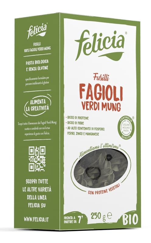 Felicia Bio Fusilli Fagioli Verdi Mung 250 G