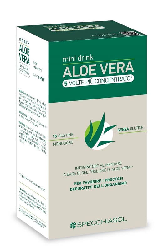 Specchiasol Aloe Vera Mini Drink 5 Volte Piu' Concentrato 15 Bustine Da 10 ml