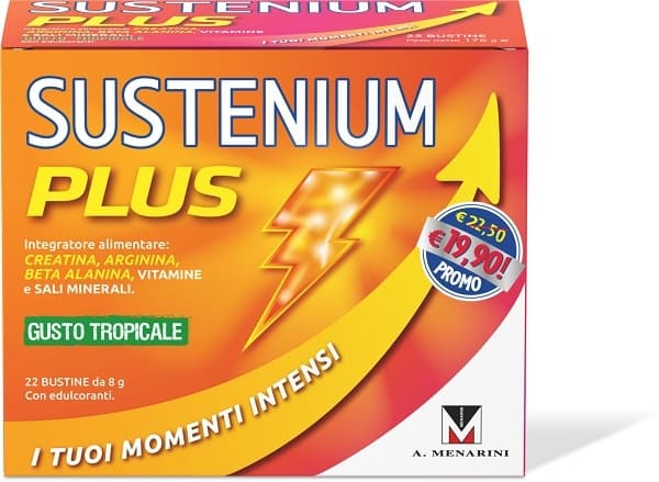 Sustenium Plus Integratore di Vitamine e Sali Minerali al Gusto Tropicale 22 Bustine