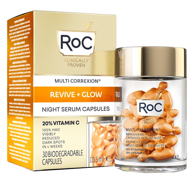 Roc Multi Correxion Revive + Glow Siero Viso Notte in Capsule