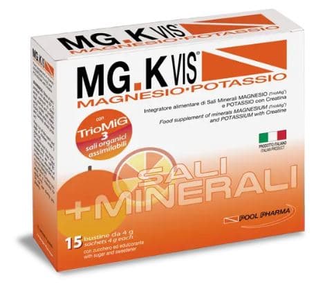 MGK Vis Magnesio e Potassio Integratore Idrosalinico Gusto Arancia 15 Bustine + 15 Omaggio