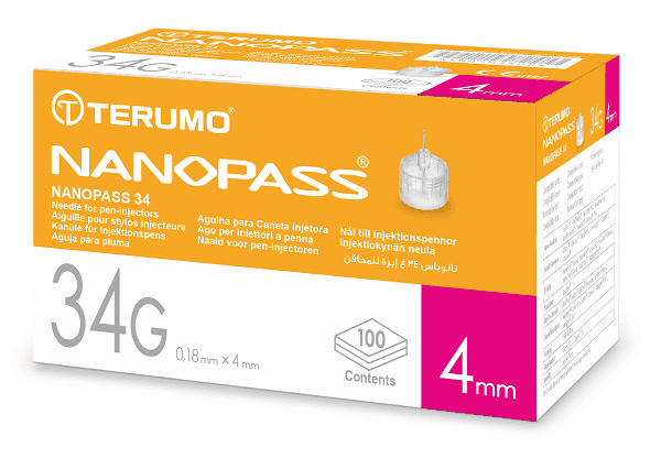 Nanopass Ago Per Penna 34G Da Insulina 100 Pezzi