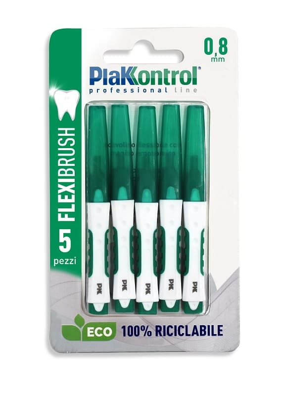 Plakkontrol Flexi Brush - Scovolino Interdentale Flessibile 0,8mm, 5 Pezzi