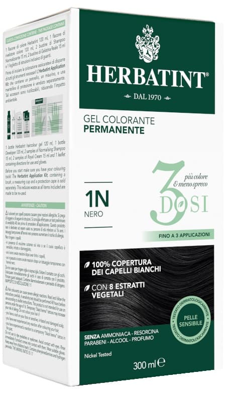 Herbatint Tintura Capelli Gel Permanente 3Dosi 1N Nero 300 ml