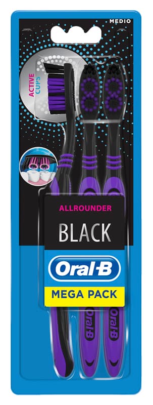 Oral-B Spazzolino Manuale Allrounder Black 3 Pezzi