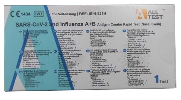 Test Antigenico Rapido Covid 19 Alltest Autodiagnostico Determinazione Qualitativa Antigeni Sars Cov 2 E Influenza A+B In Tamponi Nasali