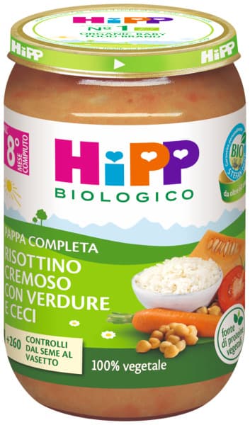 Hipp Risottino Cremoso con Verdure e Ceci Pappa Completa dall'8° mese, 220g