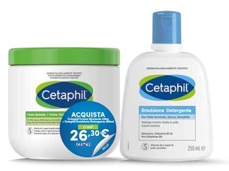 Cetaphil PROMO Crema Idratante 450g + Emulsione Detergente 250ml