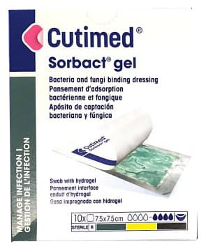 Medicazione cutimed sorbact con idrogel 7,5x7,5cm 10 pezzi
