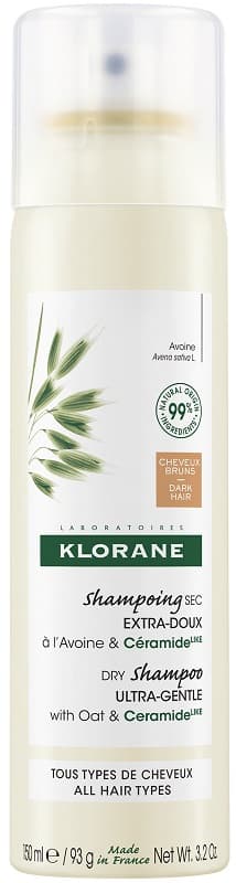 Klorane Shampoo Secco Extra Delicato Avena e Ceramide Capelli Scuri 150 ml