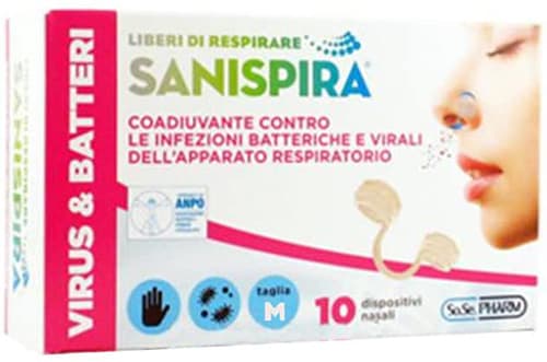 Sanispira Virus & Batteri Filtri Nasali Misura M 10 Pezzi