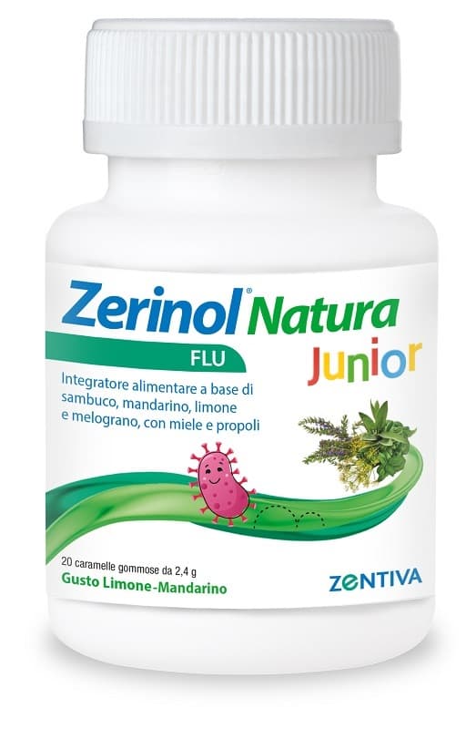 Zentiva Zerinol Natura Flu Junior Integratore, 20 Caramelle Gommose