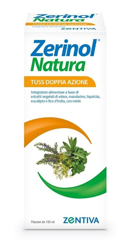 Zentiva Zerinol Natura Tuss Doppia Azione Sciroppo Tosse e Mal di Gola, 150ml