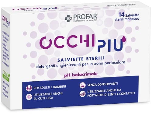 Profar Occhi Più - Salviette Sterili Detergenti Perioculari, 14 salviettine