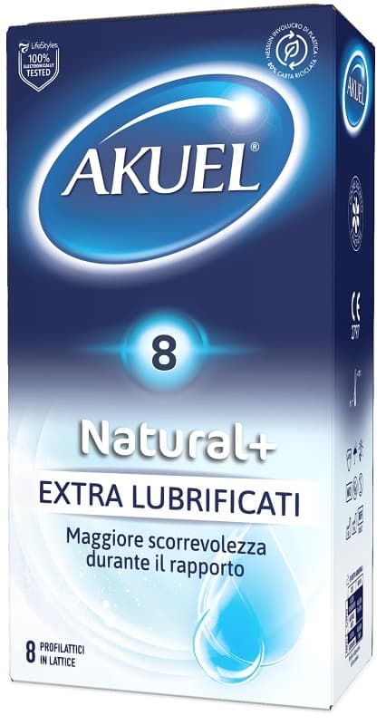 Akuel Natural+ Profilattico Extra Lubrificato 8 Pezzi