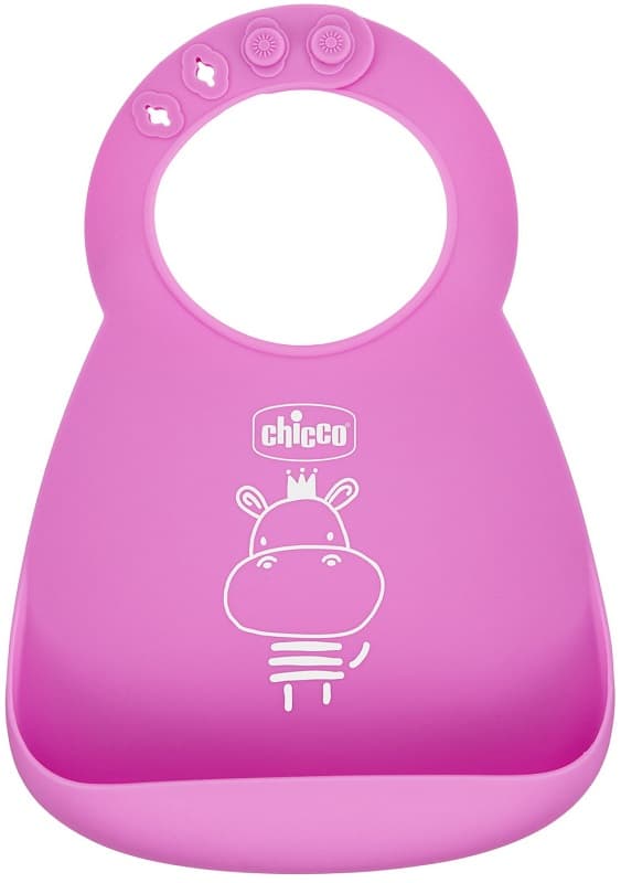 Chicco Bavaglino in Silicone Rosa 6m+, 1 pezzo