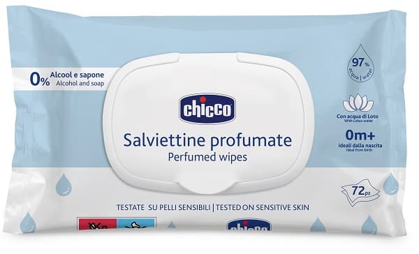 Chicco Salviettine Detergenti Soft Cleasing Wipes Cambio Viso e Mani, 72 Pezzi