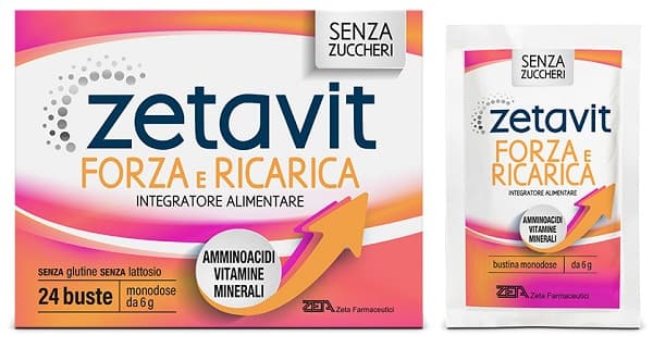 Zetavit Forza e Ricarica Integratore per Energia e Recupero Muscolare 24 Bustine Senza Zucchero