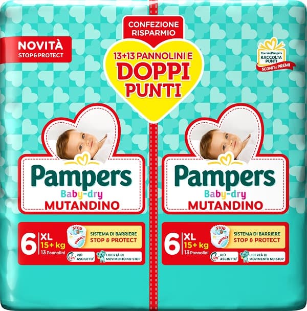 Pampers Baby Dry Pannolino Mutandina Extra Large Duo 26 Pezzi