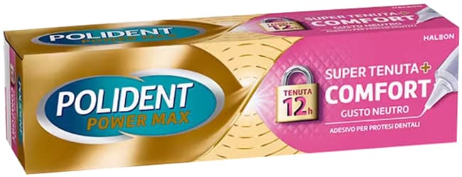 Polident Power Max Super Tenuta + Confort Adesivo Per Protesi Dentarie 40g