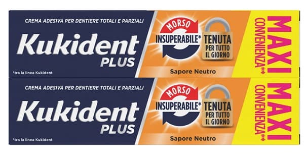 Kukident Bipacco Morso Insuperabile Crema Adesiva Dentiere 57 G X 2