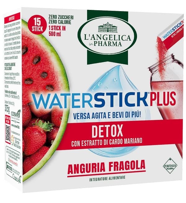 L'angelica Waterstick Plus Detox Anguria E Fragola 15 Stick Da 2,5 G