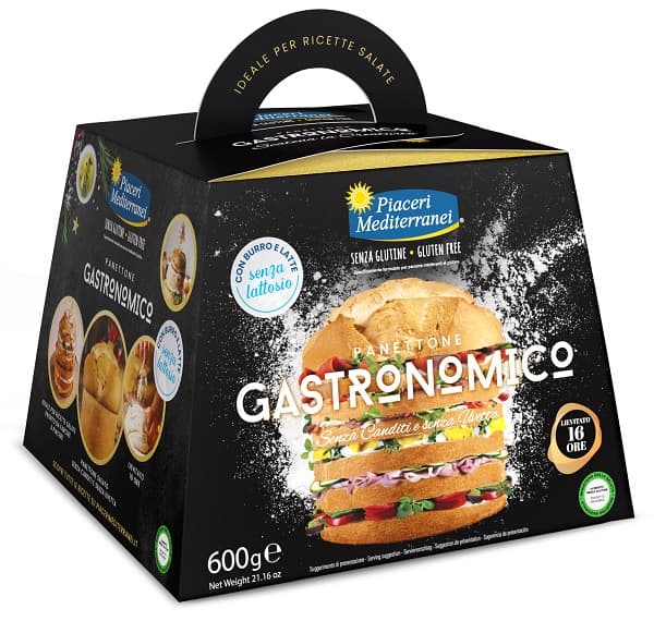 Piaceri Mediterranei Dolci di Natale - Panettone Gastronomico Senza Glutine e Senza Lattosio, 600g