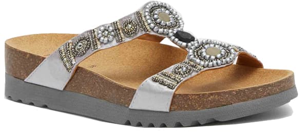 Calzatura New Bogota' Wedge Satin+Beads W Silver/Pewter 37