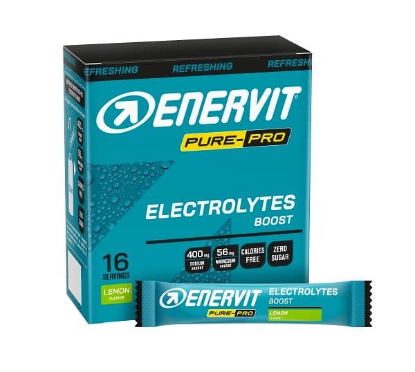 Enervit Pure-Pro Electrolytes Boost Integratore Sali Di Sodio e Magnesio per il Recupero dei Liquidi Gusto Limone 16 Bustine
