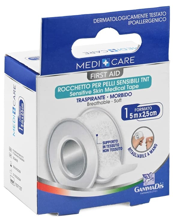 Gammadis Farmaceutici Medicare - Cerotto in Rocchetto per Pelli Sensibili 5m x 2,5cm, 1 pezzo