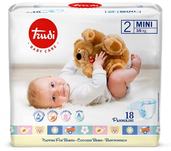 Trudi Baby Care Pannolino Per Bambini Mini 3/6 Kg 18 Pezzi