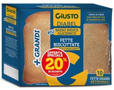 Giusto Diabel Fette Biscottate 2 Pezzi Da 75 G Taglio Prezzo 20%
