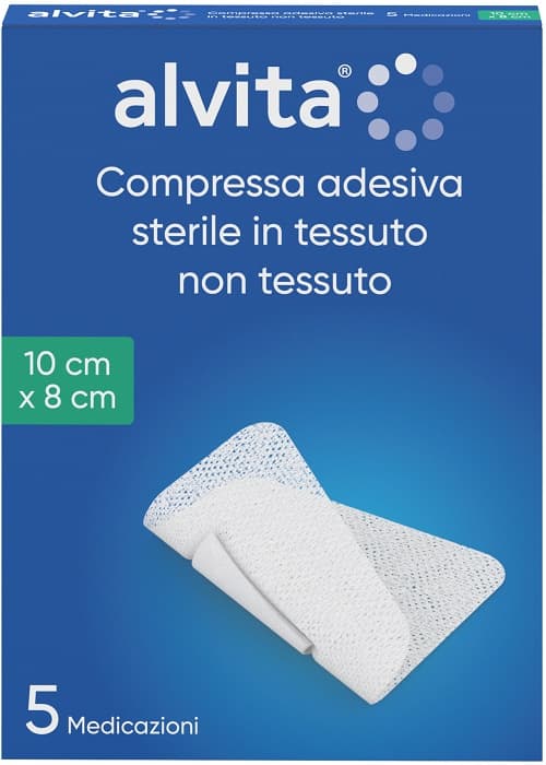 Garza Compressa Adesiva Alvita Tnt 10 X8 Cm 5 Pezzi