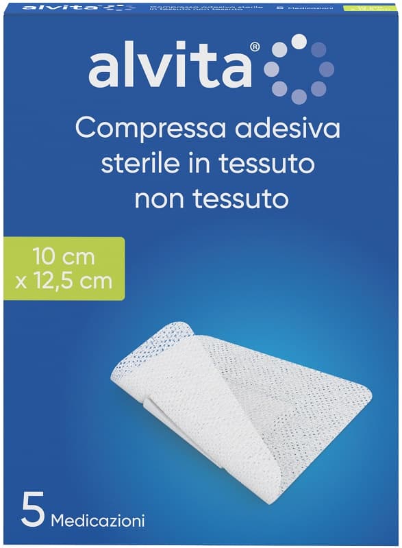 Garza Compressa Adesiva Alvita Tnt 10 X12,5 Cm 5 Pezzi