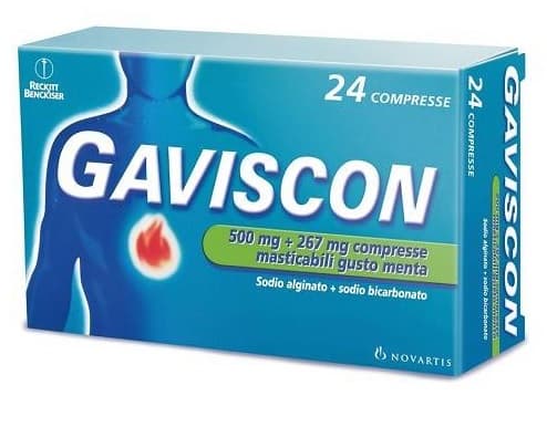 Gaviscon 24 compresse menta 500 + 267mg reckitt benck
