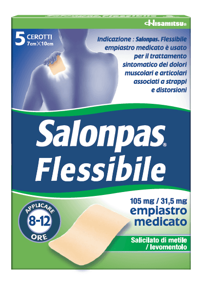 Salonpas Flessibile 5 Cerotti Medicati per Dolori Articolari 7cm X 10cm