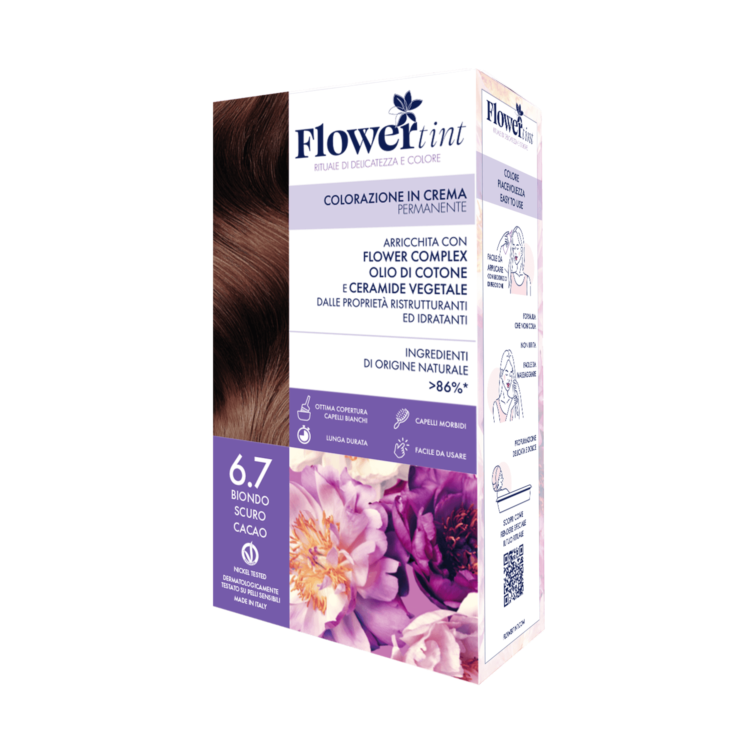 Flowertint colorazione in crema permanente 6,7 biondo scuro cacao