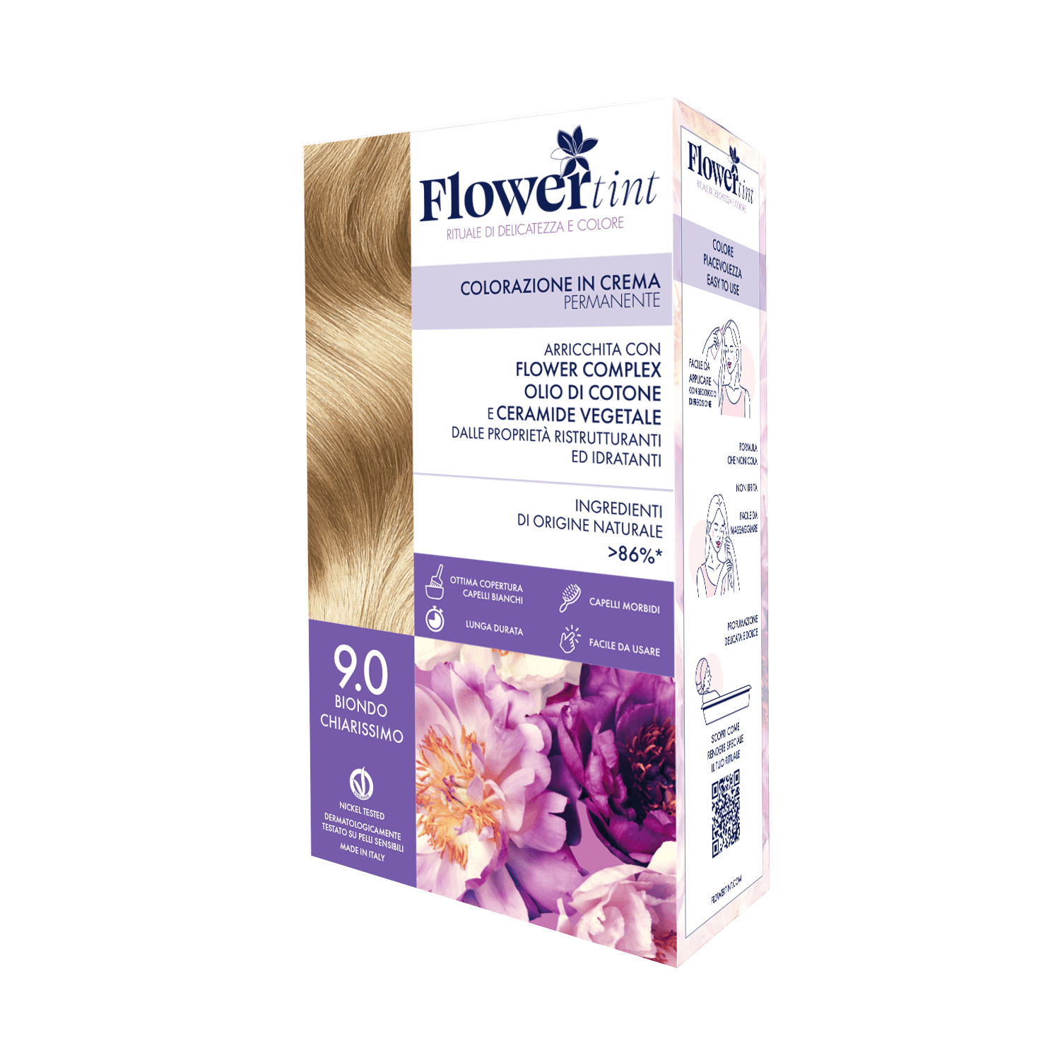 Flowertint colorazione in crema permanente 9,0 biondo chiarissimo