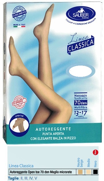 Sauber Autoreggente Open Toe 70 Microfibra Nero 5 Linea Classica 1 Paio