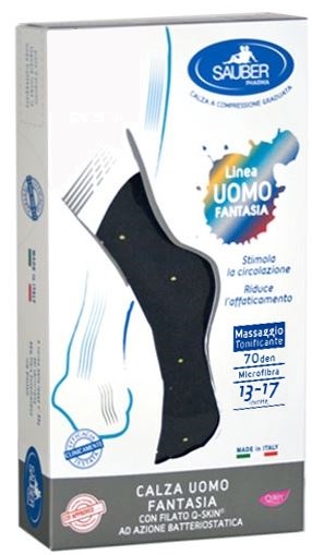 Sauber calza uomo fantasia q-skin 70 den blu pois gialli taglia m
