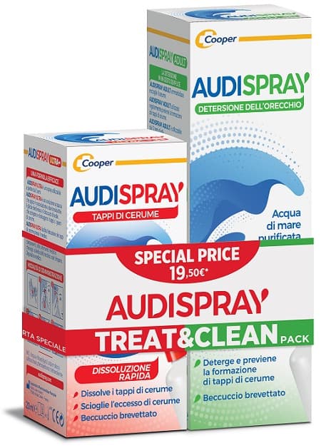 Audispray Bipack Adult 12+ Igiene Orecchio + Tappi di Cerume Ultra spray