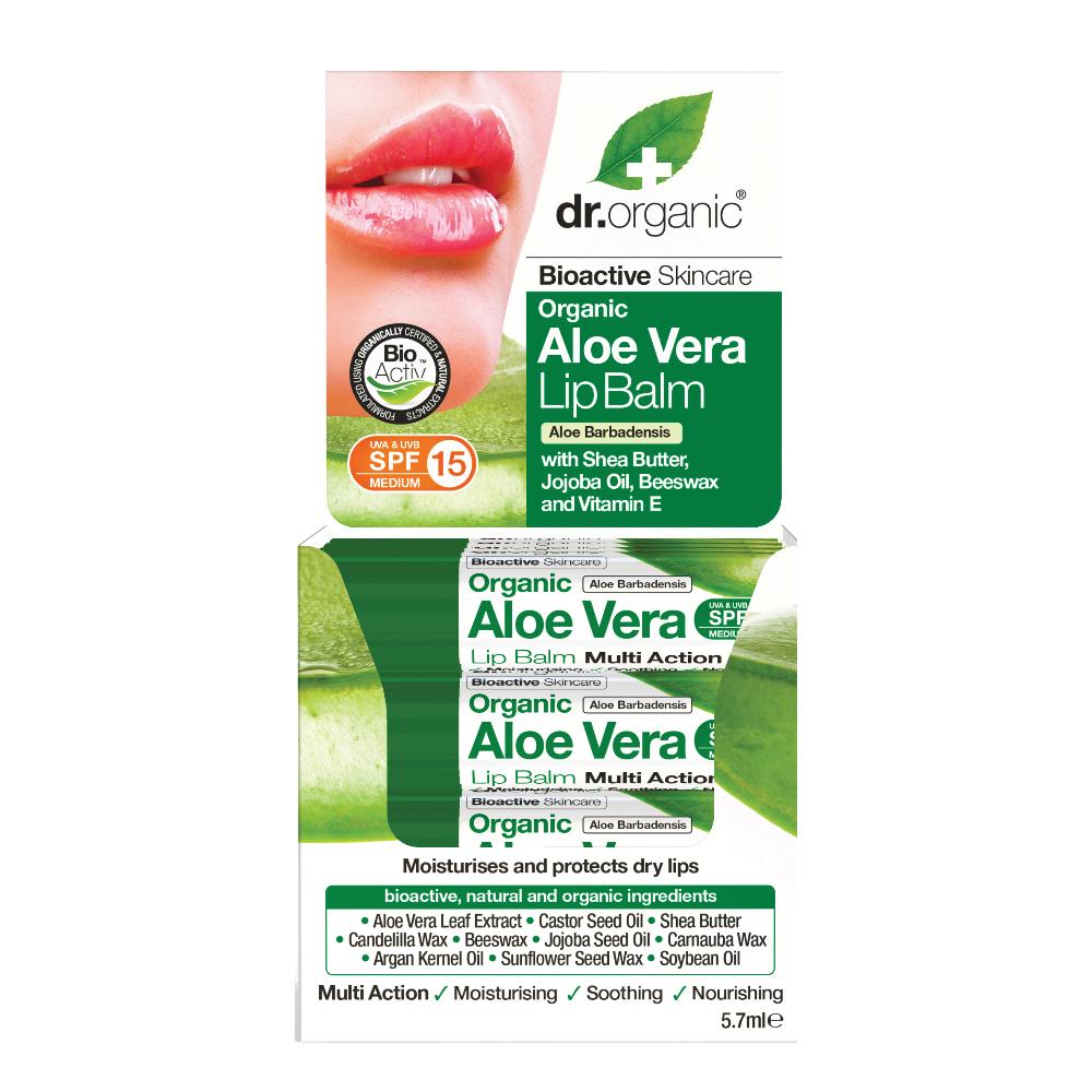 Dr. Organic Aloe Vera - Lip Balm Balsamo Labbra SPF15, 5.7ml