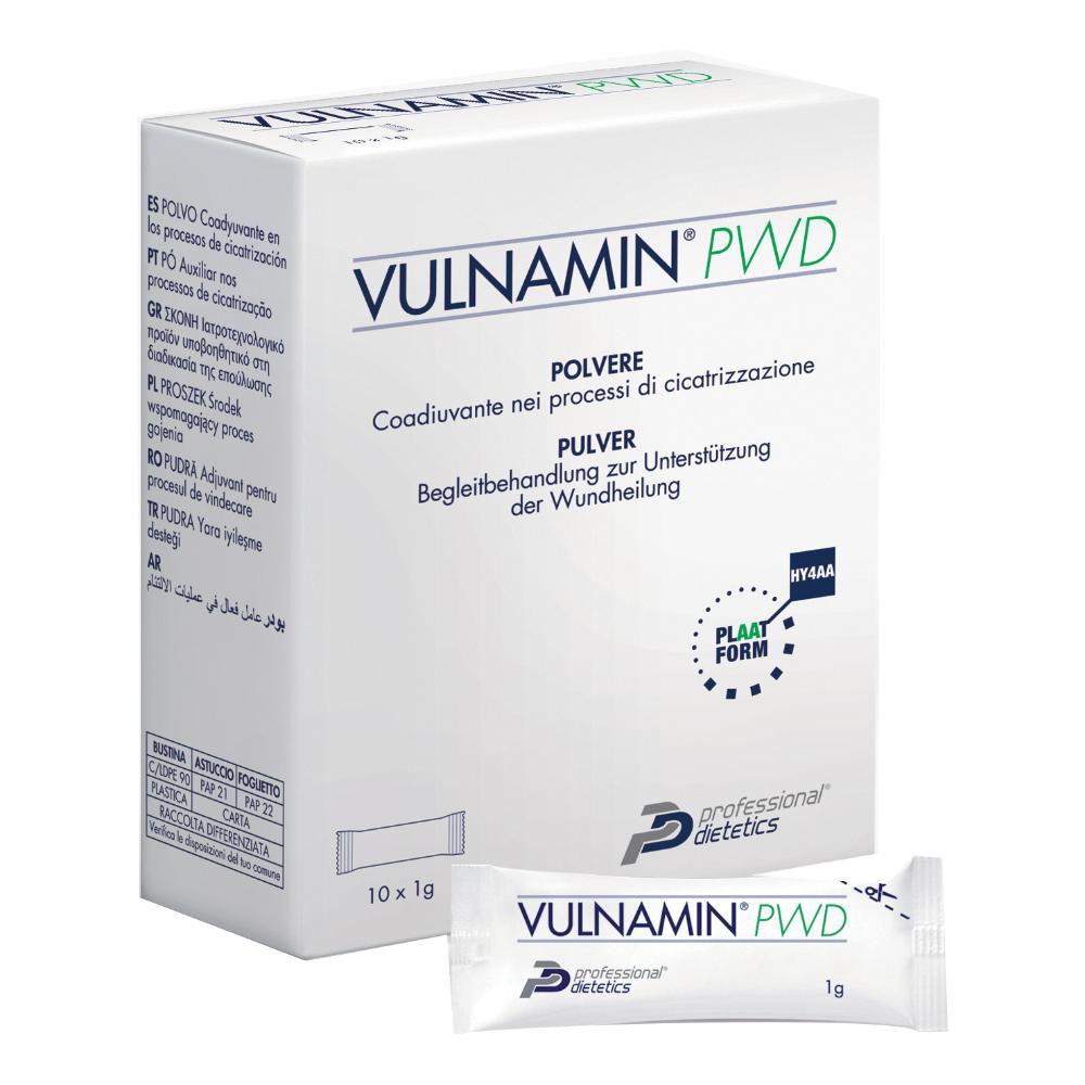 Vulnamin pwd medicazione interattiva in polvere di sodio jaluronato e aminoacidi 10 stick pack