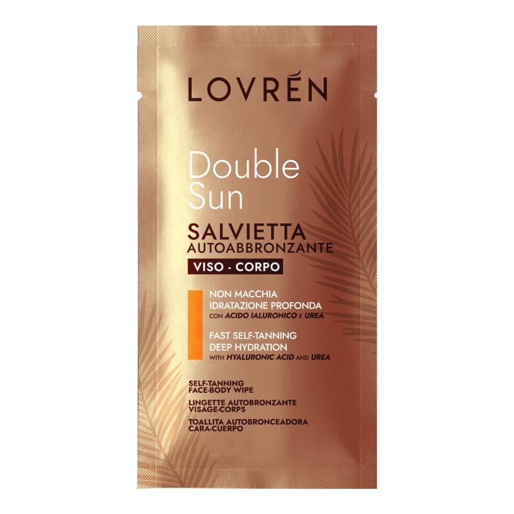 Lovrén Solare - Double Sun Salvietta Autoabbronzante Viso e Corpo, 1 pezzo